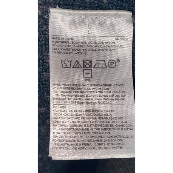 Banana Republic Cardigan Mens Large Navy Grey Ombré Print Wool Button Up Sweater - Picture 9 of 10